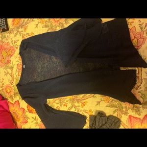 2 lite sweaters jackets 1blue 1 charcoalwith gold